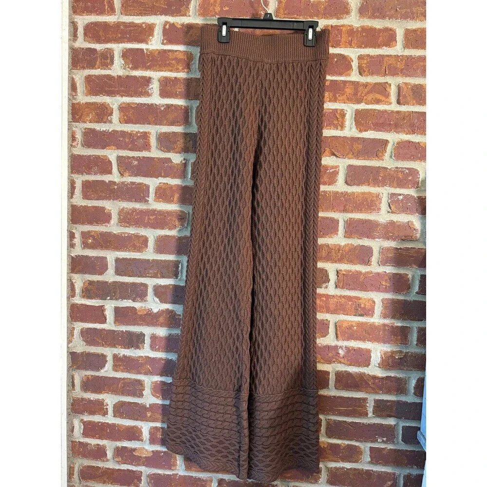 Veiled Vanessa Diamond Knit Wide Leg Pants -‎ Dark Brown small